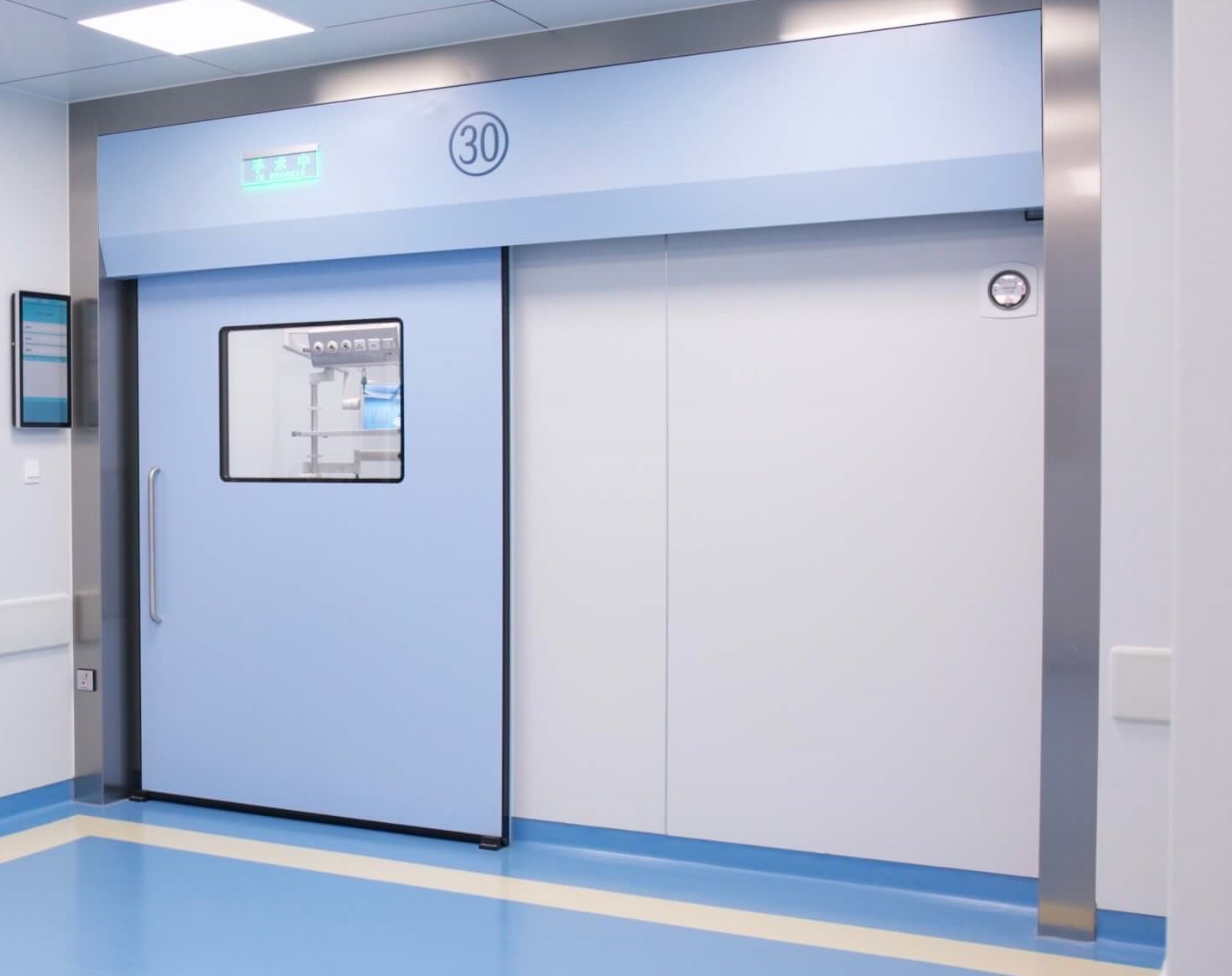 Automatic hermetically sealed sliding doors for hospital operating rooms and sterile zones